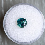 2.05CT ROUND MADAGASCAR SAPPHIRE, COLOR SHIFTING TEAL BLUE AND FOREST GREEN, 7.16X4.95MM