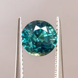 2.05CT ROUND MADAGASCAR SAPPHIRE, COLOR SHIFTING TEAL BLUE AND FOREST GREEN, 7.16X4.95MM