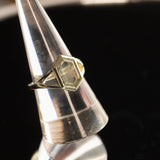 2.04ct Montana Sapphire Hexagon Portrait Cut Low Profile Bezel Split Shank Solitaire Ring in 14k Green Gold