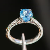 2.13ct Oval Opalescent Sapphire Hidden Halo Solitaire with French Set Diamonds in Platinum