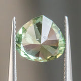 3.28CT MODIFIED TRILLION PEAR CUT MONTANA SAPPHIRE, GREEN YELLOW FLASHES OF TEAL, 8.9X9.7MM, UNTREATED