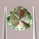 3.28CT MODIFIED TRILLION PEAR CUT MONTANA SAPPHIRE, GREEN YELLOW FLASHES OF TEAL, 8.9X9.7MM, UNTREATED