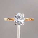 1.68ct Cushion Spinel Low Profile Two-Toned Solitaire Ring in 18K Yellow Gold + Platinum