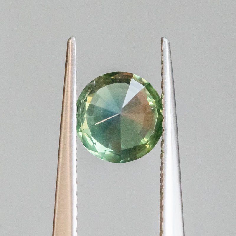 1.29CT ROUND AFRICAN SAPPHIRE, TEAL GREEN, 6.43X4.05MM