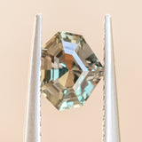 1.03CT SHIELD TANZANIAN SAPPHIRE, COLOR SHIFTING GREEN AND COGNAC, 6.6X5.5X3.7MM, UNTREATED