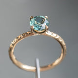 1.28ct Round Earthy Madagascar Sapphire Evergreen Carved Solitaire in 14k Yellow Gold