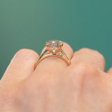 2.13ct Round Salt & Pepper Diamond Hidden Halo Evergreen Carved Solitaire Ring in 14k Yellow Gold