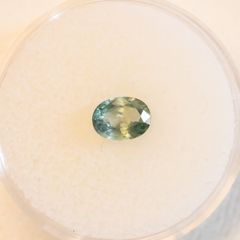 0.99CT OVAL MONTANA SAPPHIRE, LIGHT MINTY TEAL GREEN, 6.6X5MM