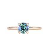 1.00ct Round Teal Madgascar Sapphire Classic Four Prong Solitaire in 14k Yellow Gold