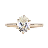 1.73ct Oval Reclaimed/Vintage Oval Pastel Sapphire Lotus Six Prong Solitaire in 14k Yellow Gold