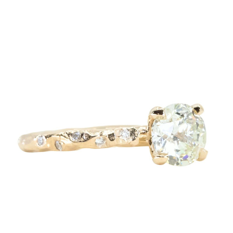 1.30ct Round Crown Jubilee® Cut Diamond 4-Prong Evergreen Solitaire with Embedded Diamonds in 14k Yellow Gold