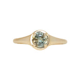 0.85ct Bicolor Round Montana Sapphire Low Profile 4 Prong Signet Solitaire in 14k Yellow Gold