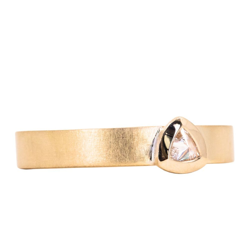 0.13ct Inverted Trillion Diamond Bezel Wide Unisex Band in 18k Yellow Gold