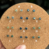 4mm Round and Cushion Cut African Sapphire Stud Earrings in 14k Yellow Gold