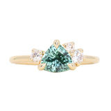1.09ct Seafoam Green Montana Sapphire and Natural Diamond Mountainscape Ring in 14k Yellow Gold