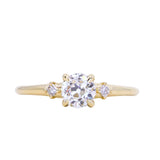 0.68ct Antique Old Mine Cut Diamond and Princess Cut Diamond Rapids Low Profile Ring in 18k Yellow Gold