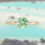 1.01ct Round Green Montana Sapphire Classic Four Prong Solitaire in 14k Yellow Gold