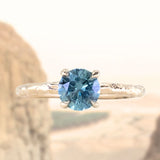 1.14ct Round Blue Precision Cut Montana Sapphire Evergreen Carved 4 Prong Solitaire in 14k Yellow Gold