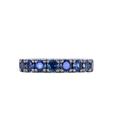 Blackened Gold Royal Blue Madagascar Sapphire Wide French Set Band