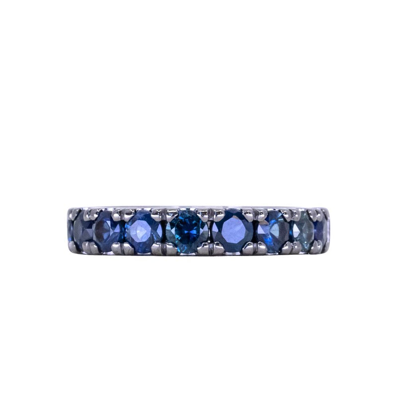 Blackened Gold Royal Blue Madagascar Sapphire Wide French Set Band