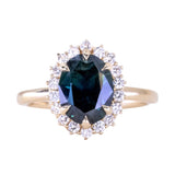 2.66ct Untreated Oval Nigerian Sapphire Antique-Style Diamond Halo Ring in 14k Yellow Gold