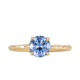 1.40ct Round Blue Precision Cut Montana Sapphire Evergreen Carved 4 Prong Solitaire in 18k Yellow Gold