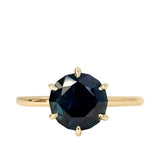 3.25ct Round Untreated Australian Sapphire Classic Six Prong Solitaire in 14k Yellow Gold