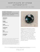 3.05CT ROUND MADAGASCAR SAPPHIRE, DEEP TEAL GREEN, 8.64X5.39MM
