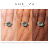 3.34ct  Untreated Pear Montana Sapphire and Diamond Asymmetrical Cluster Ring in 18k Yellow Gold