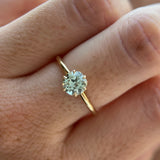 1.05ct Round Precision Cut Light Blue Montana Sapphire Lotus Solitaire in 14k Yellow Gold