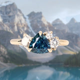 1.54ct Trillion Ocean Blue Montana Sapphire and Natural Diamond Mountainscape Ring in 14k Yellow Gold