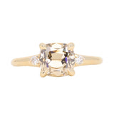 2.01ct GIA Natural Champagne Cushion Cut Diamond and White Diamond Low Profile East-West Ring in 14k Yellow Gold