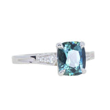 2.03ct Elongated Cushion Madagascar Sapphire and Diamond Vintage Cathedral Four Prong Ring in 14k White Gold