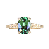 1.98ct Untreated Australian Elongated Cushion Cut Sapphire Vine Cathedral Four Prong Ring in 14k Yellow Gold