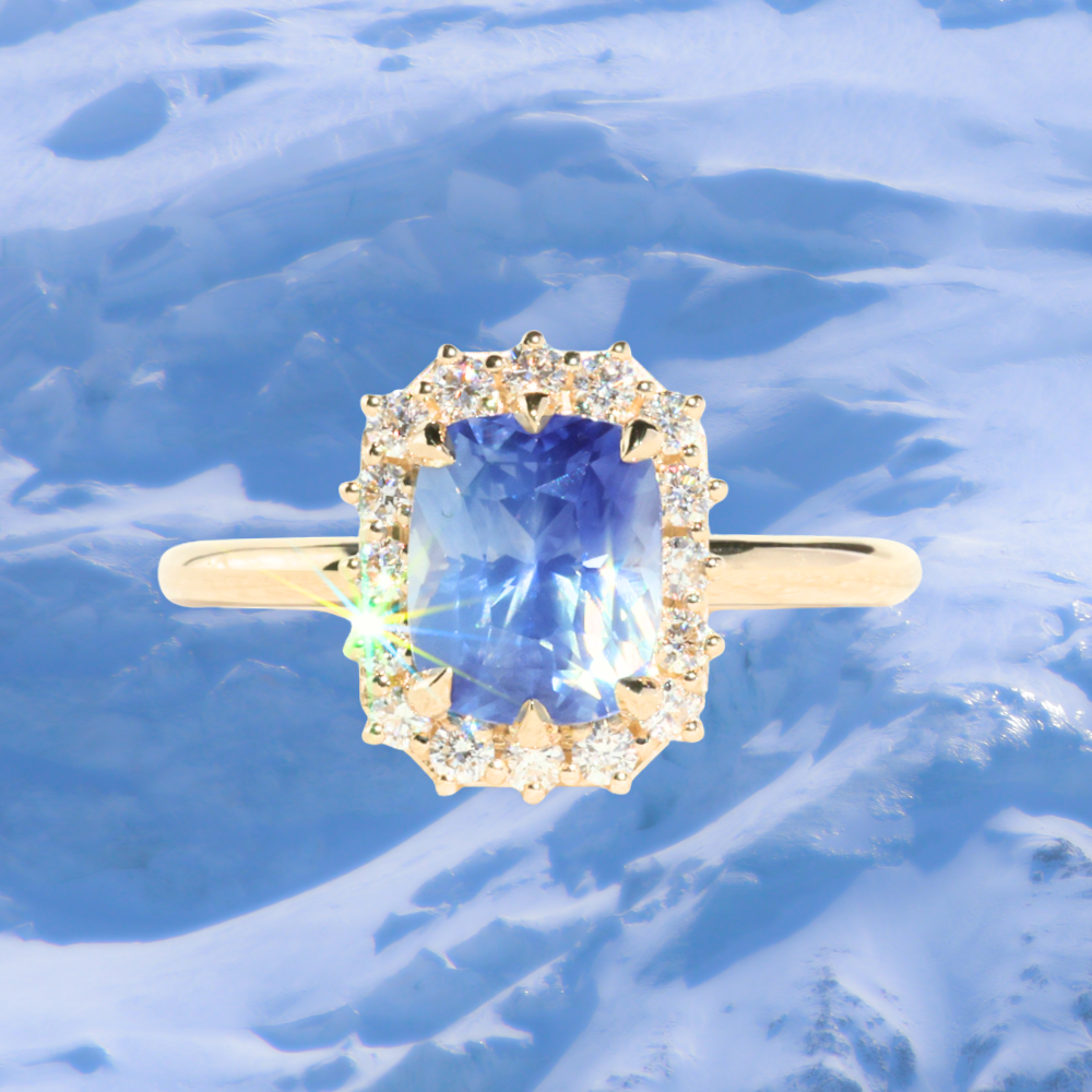 Saphir Bleu-jaune Naturel De Madagascar - 5x4.8 Mm, 0.77 Carats, Traitement Béryllium