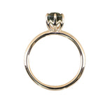 1.54ct Untreated Parti Green Madagascar Oval Sapphire Lotus Solitaire in 14k Yellow Gold