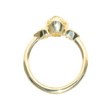 1.50ct Modern Old Mine Cut Oval Diamond Three Stone Ring with Trillion Side Diamonds Compass Set Low Profile Milgrain Antique Ring in 18K Yellow Gold