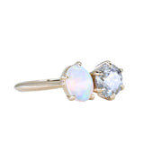 Toi Et Moi 1.16ct Salt and Pepper Diamond and Opal Ring in 14k Yellow gold