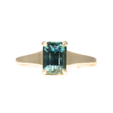 2.40ct Untreated Emerald Cut Madagascar Sapphire Low Profile 4 Prong Tapered Solitaire in 14k Yellow Gold