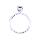 1.67ct Untreated Montana Sapphire Evergreen Carved 4 Prong Solitaire in Platinum