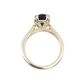 3.19ct Untreated Oval Madagascar Sapphire and Diamond Vintage Cathedral Double Prong Ring in 18k Yellow Gold