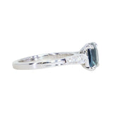 2.03ct Elongated Cushion Madagascar Sapphire and Diamond Vintage Cathedral Four Prong Ring in 14k White Gold