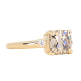2.01ct GIA Natural Champagne Cushion Cut Diamond and White Diamond Low Profile East-West Ring in 14k Yellow Gold