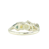Sapphire and Moonstone Mosaic Ring in 14k Green Gold