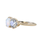 Toi Et Moi 1.16ct Salt and Pepper Diamond and Opal Ring in 14k Yellow gold