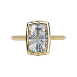 2.59ct Fantasy Cut Untreated Montana Sapphire Contemporary Bezel Set Ring in 18k Yellow