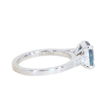 2.03ct Elongated Cushion Madagascar Sapphire and Diamond Vintage Cathedral Four Prong Ring in 14k White Gold