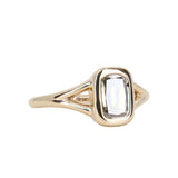 1.36ct Unique Cushion Cut Grey Champagne Diamond Split Shank Bezel Set Ring in 14k Yellow Gold