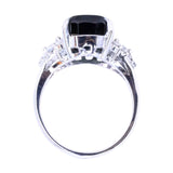 6.16ct Scissor Cushion Tourmaline and Diamond Cluster Side Stones Ring in Platinum