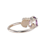 Toi Et Moi 1.84ct Cushion Rose Garnet and Opal Ring in 14k Yellow gold